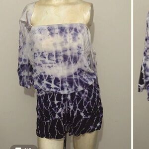 Adorable  tie dye purple romper (shorts and long sleeve) S